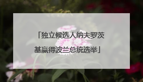 独立候选人纳夫罗茨基赢得波兰总统选举