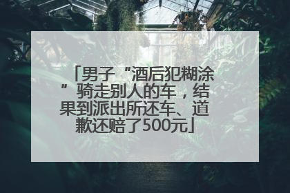 男子“酒后犯糊涂”骑走别人的车，结果到派出所还车、道歉还赔了500元