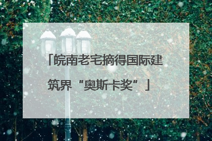 皖南老宅摘得国际建筑界“奥斯卡奖”