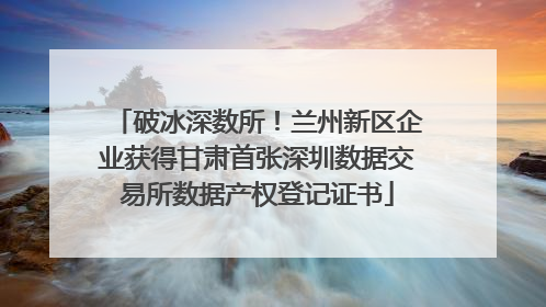 破冰深数所！兰州新区企业获得甘肃首张深圳数据交易所数据产权登记证书