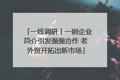 一线调研丨一则企业简介引发强强合作 老外贸开拓出新市场