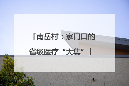 南岳村：家门口的省级医疗“大集”