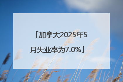 加拿大2025年5月失业率为7.0%