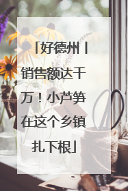 好德州丨销售额达千万！小芦笋在这个乡镇扎下根