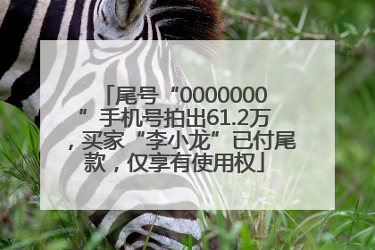 尾号“0000000”手机号拍出61.2万，买家“李小龙”已付尾款，仅享有使用权