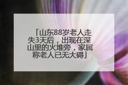 山东88岁老人走失3天后，出现在深山里的火堆旁，家属称老人已无大碍