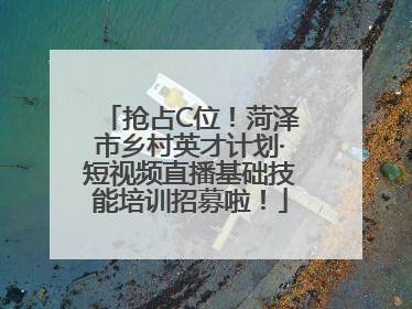 抢占C位！菏泽市乡村英才计划·短视频直播基础技能培训招募啦！