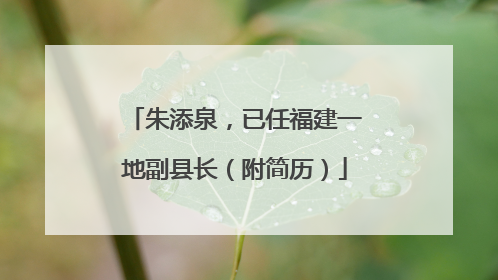 朱添泉，已任福建一地副县长（附简历）
