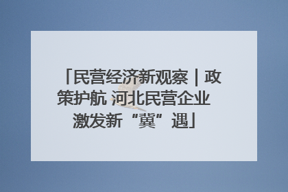 民营经济新观察｜政策护航 河北民营企业激发新“冀”遇