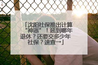 沈阳社保推出计算“神器”！延到哪年退休？还要交多少年社保？速查→