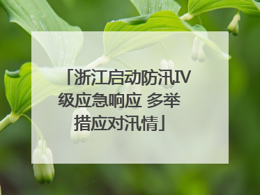 浙江启动防汛Ⅳ级应急响应 多举措应对汛情