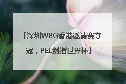 深圳WBG香港邀请赛夺冠，PEL剑指世界杯