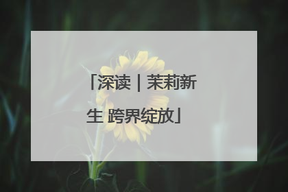 深读｜茉莉新生 跨界绽放