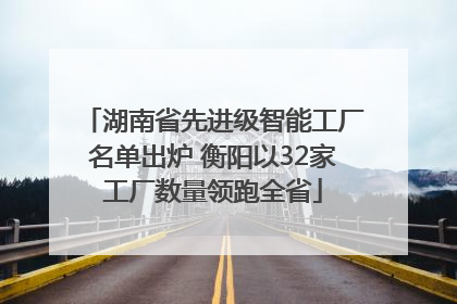 湖南省先进级智能工厂名单出炉 衡阳以32家工厂数量领跑全省