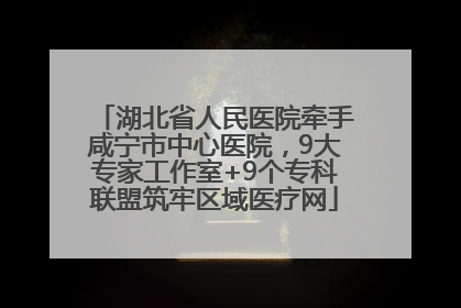 湖北省人民医院牵手咸宁市中心医院，9大专家工作室+9个专科联盟筑牢区域医疗网