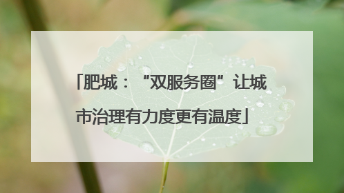 肥城：“双服务圈”让城市治理有力度更有温度