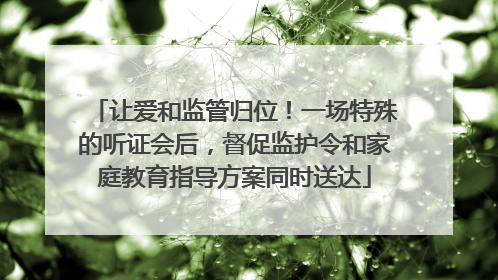 让爱和监管归位！一场特殊的听证会后，督促监护令和家庭教育指导方案同时送达