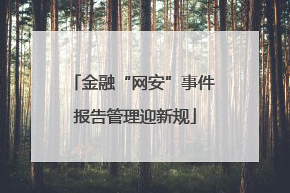 金融“网安”事件报告管理迎新规