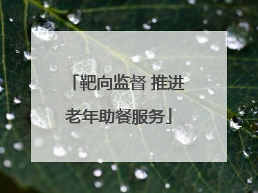 靶向监督 推进老年助餐服务