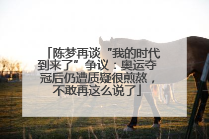 陈梦再谈“我的时代到来了”争议：奥运夺冠后仍遭质疑很煎熬，不敢再这么说了