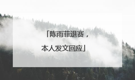 陈雨菲退赛，本人发文回应