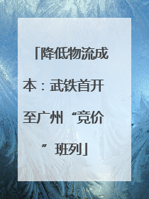 降低物流成本：武铁首开至广州“竞价”班列