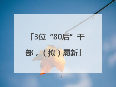 3位“80后”干部，（拟）履新