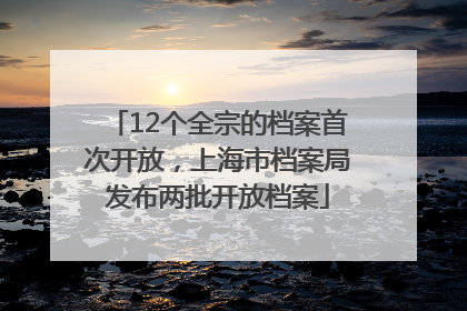 12个全宗的档案首次开放，上海市档案局发布两批开放档案