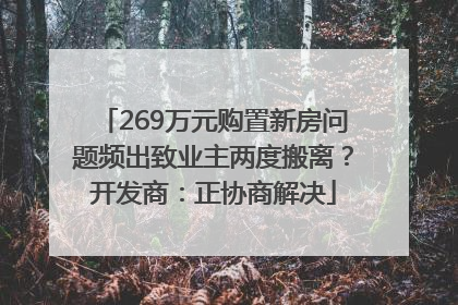 269万元购置新房问题频出致业主两度搬离？开发商：正协商解决