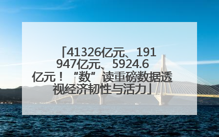 41326亿元、191947亿元、5924.6亿元！“数”读重磅数据透视经济韧性与活力